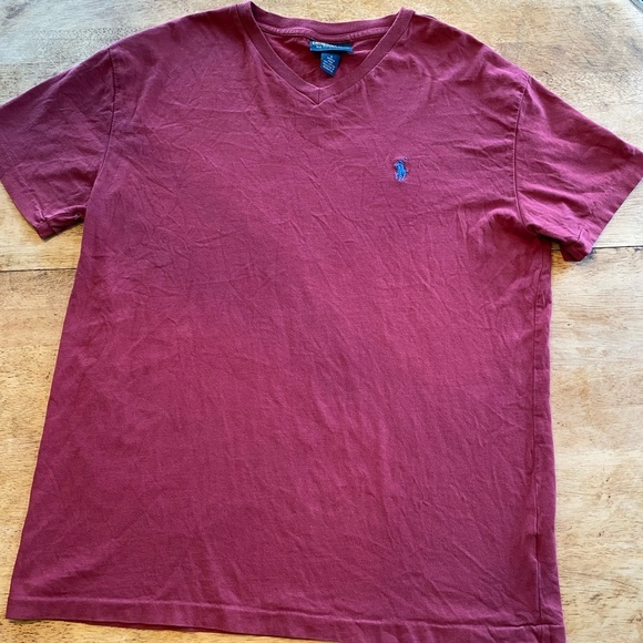 Polo by Ralph Lauren Men’s Small Maroon V-Neck 100% Cotton Short Sleeve T-Shirt - Picture 2 of 10